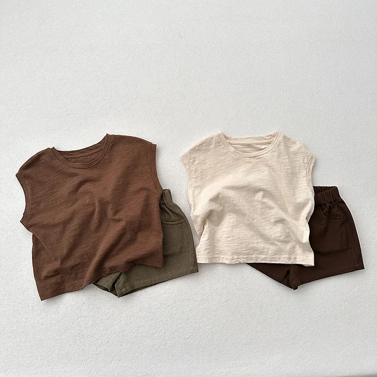 Children Sleeveless Vest Bamboo Cotton T-shirt for Kids Thin Boys Girls Undershirts Casual Toddler Tank Tops Baby Tees Clothing