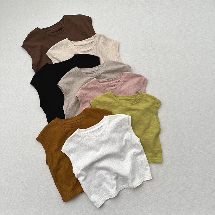 Children Sleeveless Vest Bamboo Cotton T-shirt for Kids Thin Boys Girls Undershirts Casual Toddler Tank Tops Baby Tees Clothing