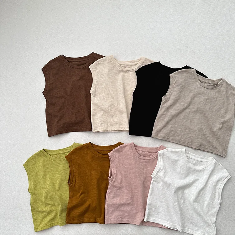 Children Sleeveless Vest Bamboo Cotton T-shirt for Kids Thin Boys Girls Undershirts Casual Toddler Tank Tops Baby Tees Clothing