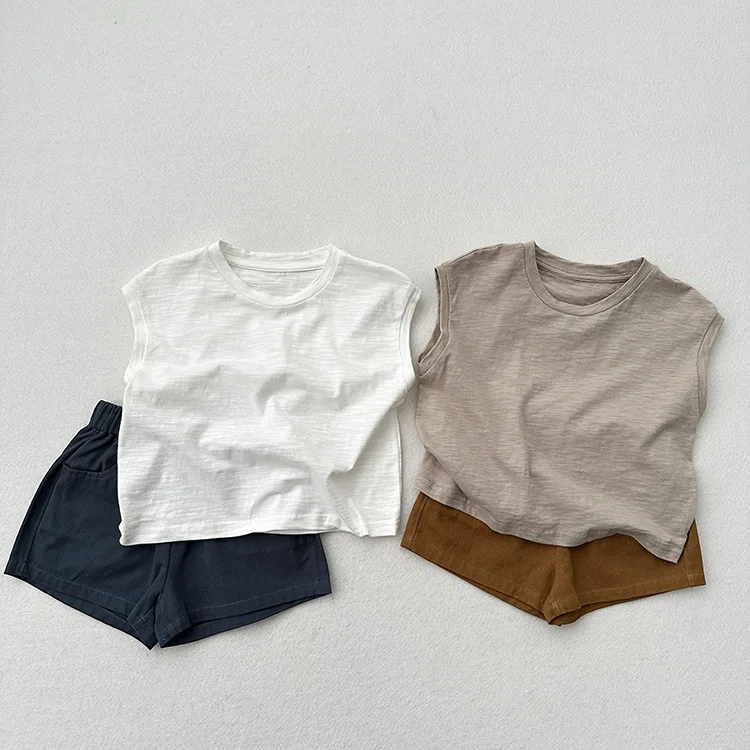 Children Sleeveless Vest Bamboo Cotton T-shirt for Kids Thin Boys Girls Undershirts Casual Toddler Tank Tops Baby Tees Clothing