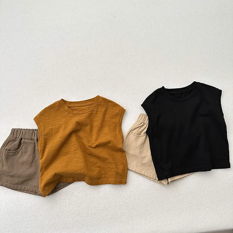 Children Sleeveless Vest Bamboo Cotton T-shirt for Kids Thin Boys Girls Undershirts Casual Toddler Tank Tops Baby Tees Clothing