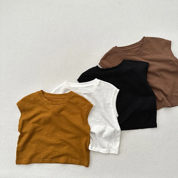 Children Sleeveless Vest Bamboo Cotton T-shirt for Kids Thin Boys Girls Undershirts Casual Toddler Tank Tops Baby Tees Clothing