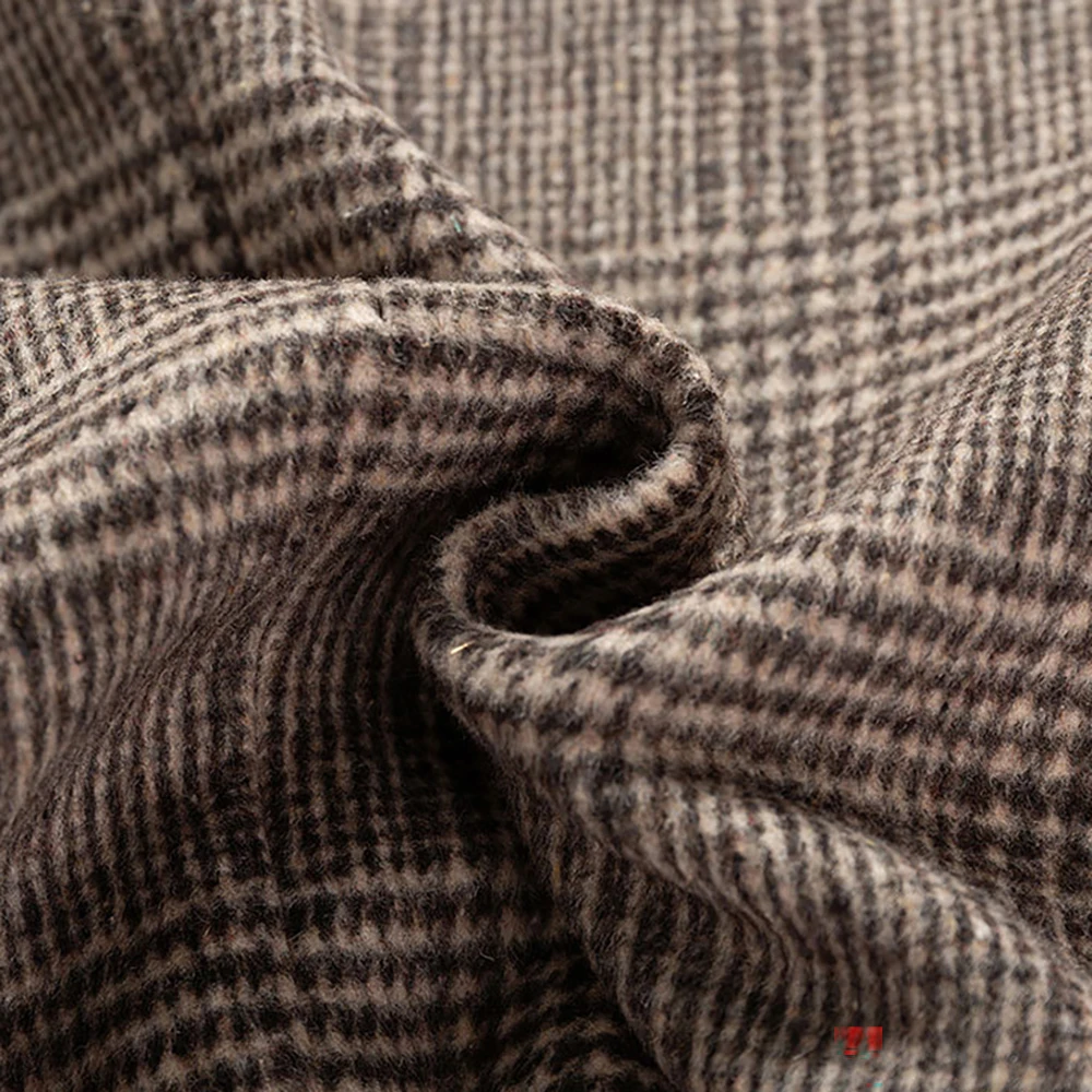 Autumn and winter cross-border thick checkered men's jacket medium long with cotton men's jacket lapel men's coat