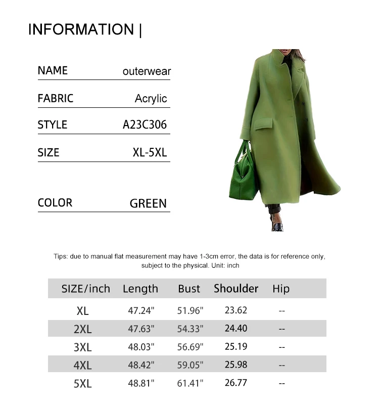 plus Size Double-Breasted Collar Coat Elegant Warm Solid Long-Sleeved Medium-Length Autumn Winter New Fashion for Women plus Size Double-Breasted Collar Coat Elegant Warm Solid Long-Sleeved Medium-Length Autumn Winter New Fashion for Women