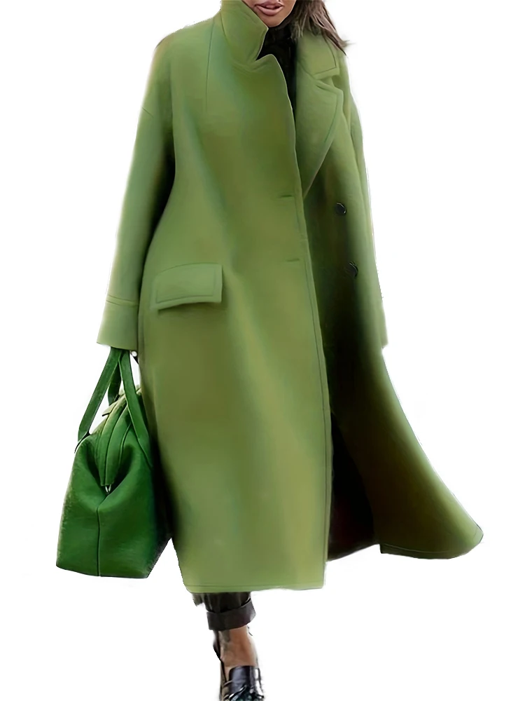 plus Size Double-Breasted Collar Coat Elegant Warm Solid Long-Sleeved Medium-Length Autumn Winter New Fashion for Women plus Size Double-Breasted Collar Coat Elegant Warm Solid Long-Sleeved Medium-Length Autumn Winter New Fashion for Women