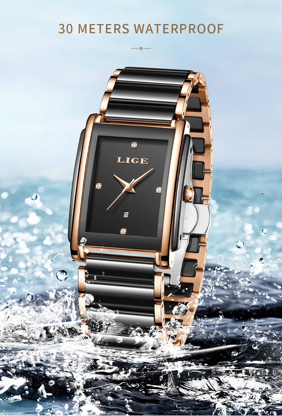 LIGE Fashion Elegant Watch for Women Japanese Movement Ceramics Strap Luxury Ladies Bracelet Quartz Watches Gifts Reloj Mujer