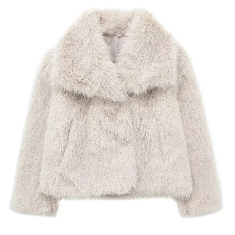 TRAF 2024 Women's Faux Fur Coat – Plush & Fluffy Winter Jacket, Elegant Wool Blend Outerwear TRAF 2024 Women's Faux Fur Coat – Plush & Fluffy Winter Jacket, Elegant Wool Blend Outerwear