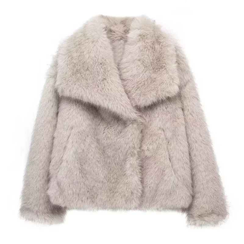 TRAF 2024 Women's Faux Fur Coat – Plush & Fluffy Winter Jacket, Elegant Wool Blend Outerwear TRAF 2024 Women's Faux Fur Coat – Plush & Fluffy Winter Jacket, Elegant Wool Blend Outerwear