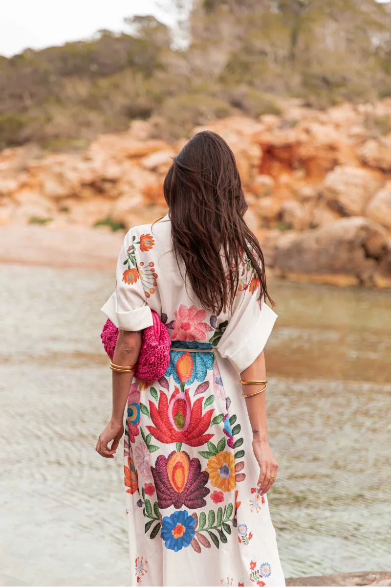 Fashion Printed Shirt Short-sleeved Women's Lace-up Robe Dress Bohemian Casual Loose Beach Vacation Female Elegant Long Dresses