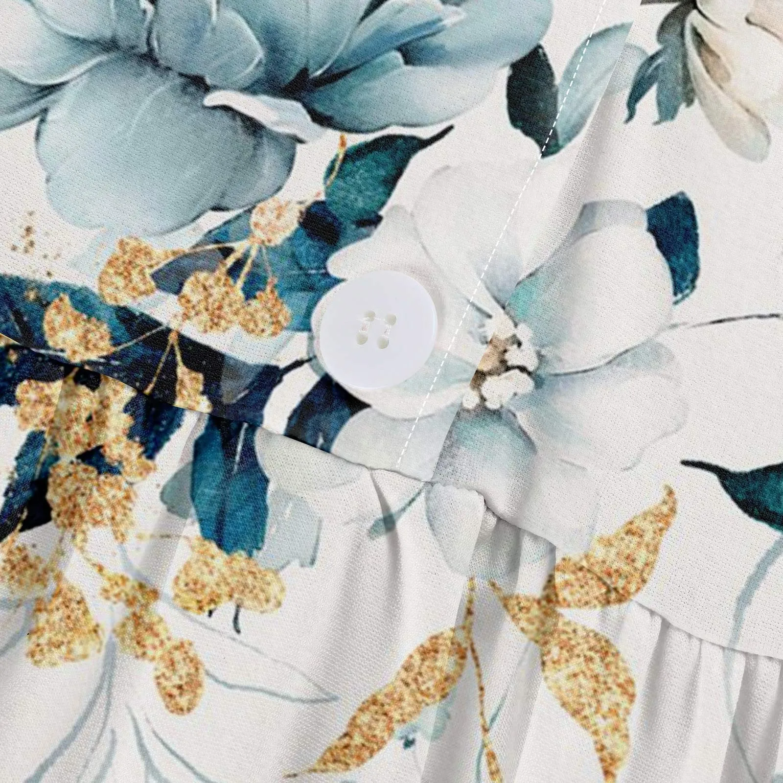 Floral Elegant Lapel Button Evening Party Dresses Three Quarter Sleeves Formal Wear Mid-Calf Summer Dress Vestidos 2024 Floral Elegant Lapel Button Evening Party Dresses Three Quarter Sleeves Formal Wear Mid-Calf Summer Dress Vestidos 2024