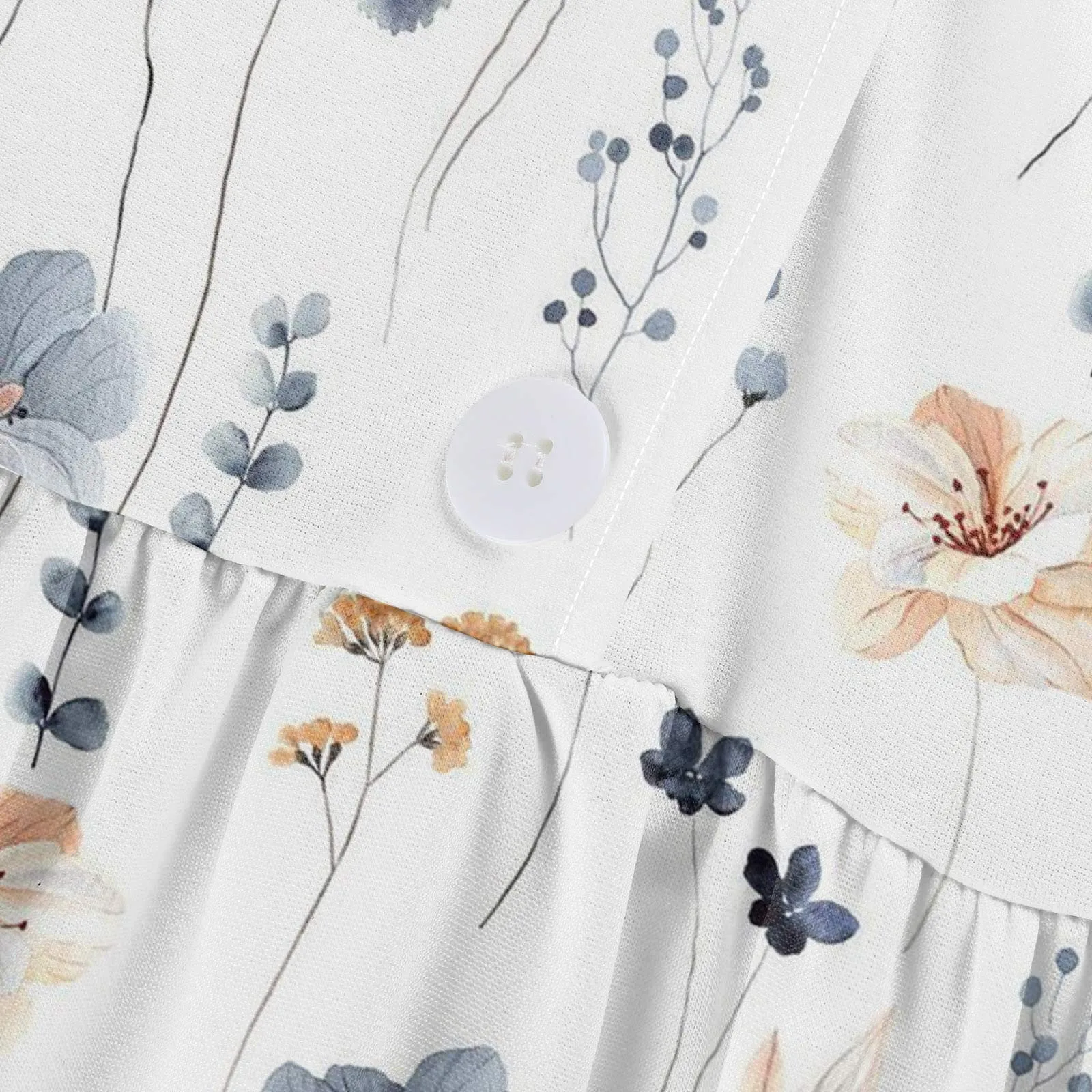 Floral Elegant Lapel Button Evening Party Dresses Three Quarter Sleeves Formal Wear Mid-Calf Summer Dress Vestidos 2024 Floral Elegant Lapel Button Evening Party Dresses Three Quarter Sleeves Formal Wear Mid-Calf Summer Dress Vestidos 2024