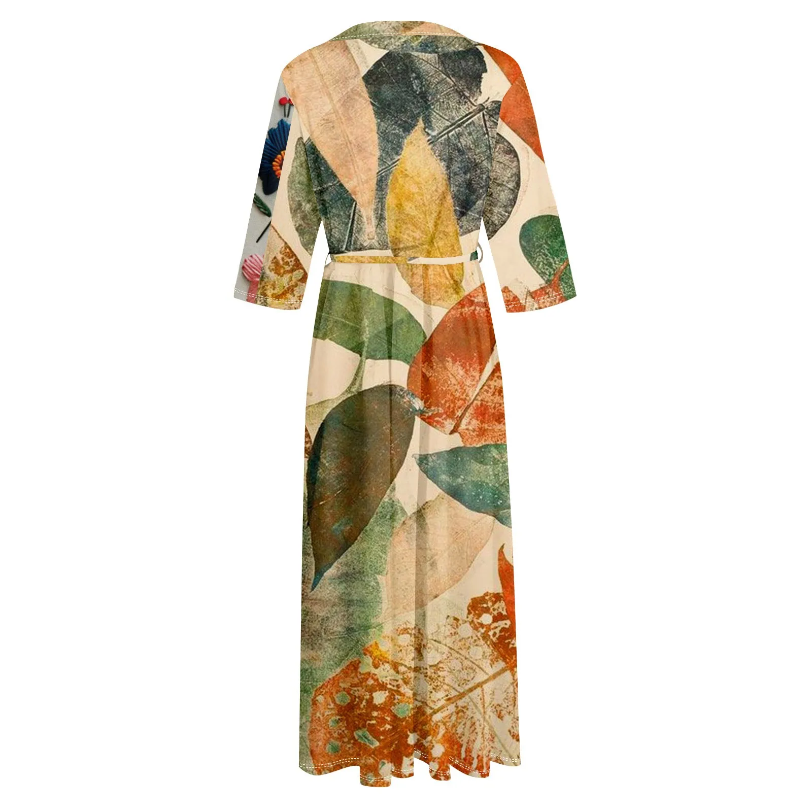 Floral Elegant Lapel Button Evening Party Dresses Three Quarter Sleeves Formal Wear Mid-Calf Summer Dress Vestidos 2024 Floral Elegant Lapel Button Evening Party Dresses Three Quarter Sleeves Formal Wear Mid-Calf Summer Dress Vestidos 2024