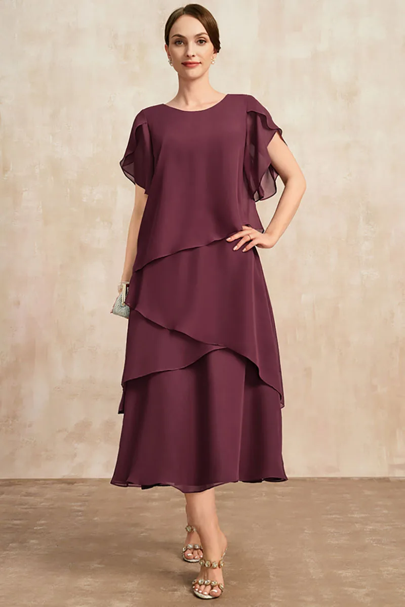Women Plus Size Chiffon Dress Short Sleeve Elegant O-Neck Solid Party Irregular Layered Petal Sleeve Summer Fashion Maxi Dress Women Plus Size Chiffon Dress Short Sleeve Elegant O-Neck Solid Party Irregular Layered Petal Sleeve Summer Fashion Maxi Dress