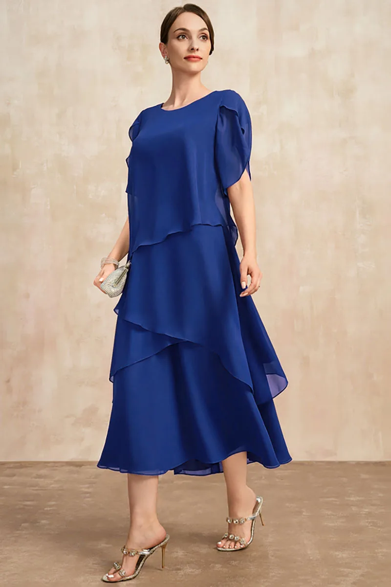 Women Plus Size Chiffon Dress Short Sleeve Elegant O-Neck Solid Party Irregular Layered Petal Sleeve Summer Fashion Maxi Dress Women Plus Size Chiffon Dress Short Sleeve Elegant O-Neck Solid Party Irregular Layered Petal Sleeve Summer Fashion Maxi Dress