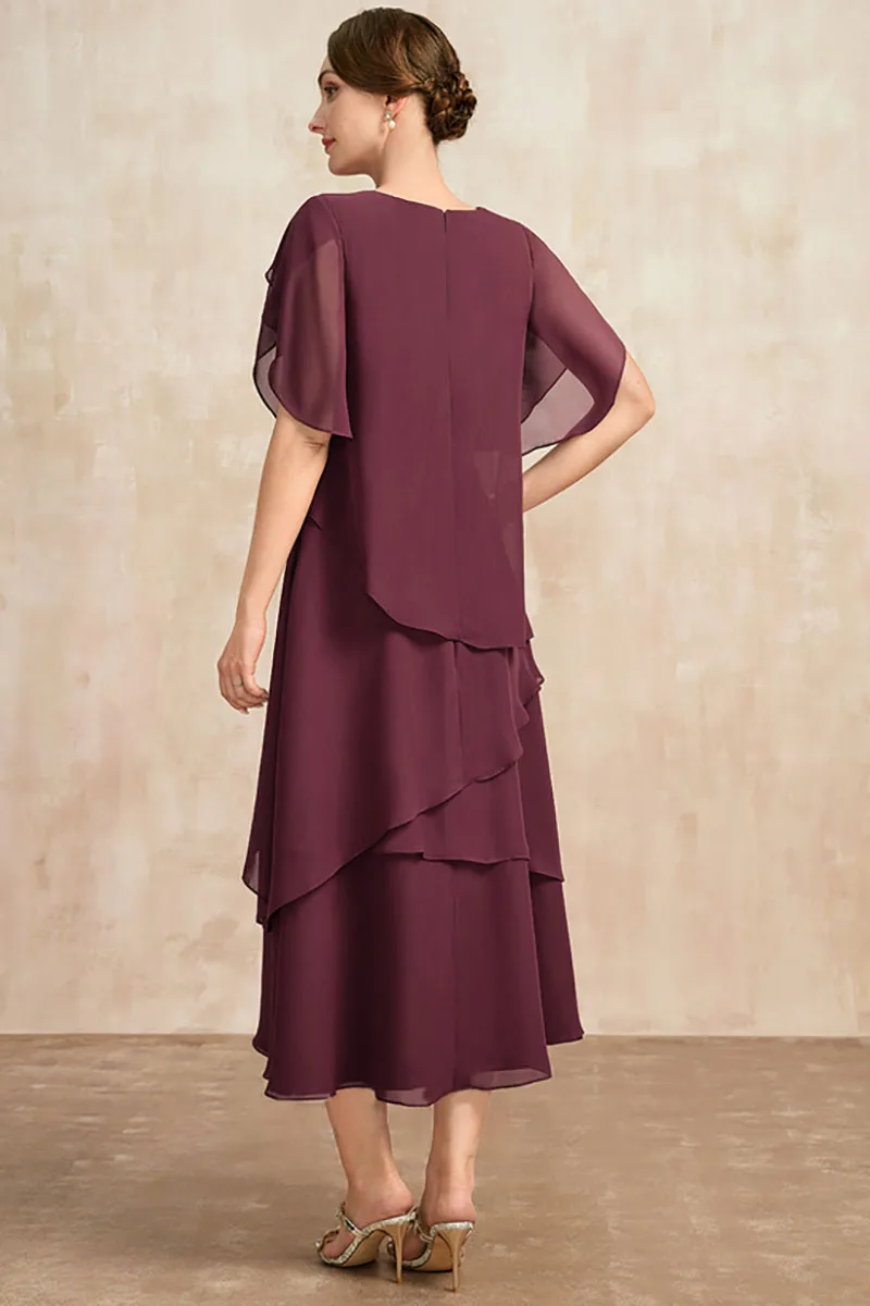 Women Plus Size Chiffon Dress Short Sleeve Elegant O-Neck Solid Party Irregular Layered Petal Sleeve Summer Fashion Maxi Dress Women Plus Size Chiffon Dress Short Sleeve Elegant O-Neck Solid Party Irregular Layered Petal Sleeve Summer Fashion Maxi Dress