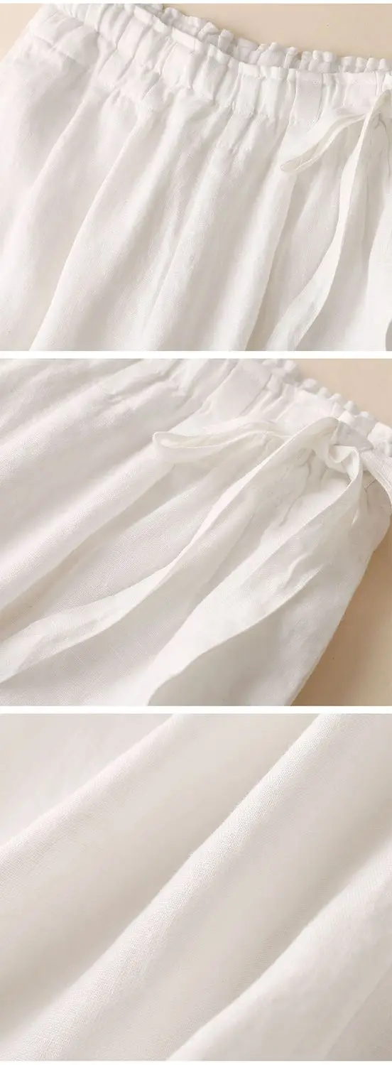 Cotton and Linen Wide-leg Nine-point 2025 Summer Women's Loose and Thin High Waist Thin Straight-leg Casual Pants