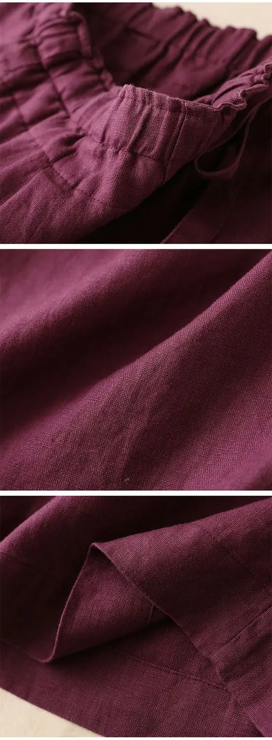 Cotton and Linen Wide-leg Nine-point 2025 Summer Women's Loose and Thin High Waist Thin Straight-leg Casual Pants