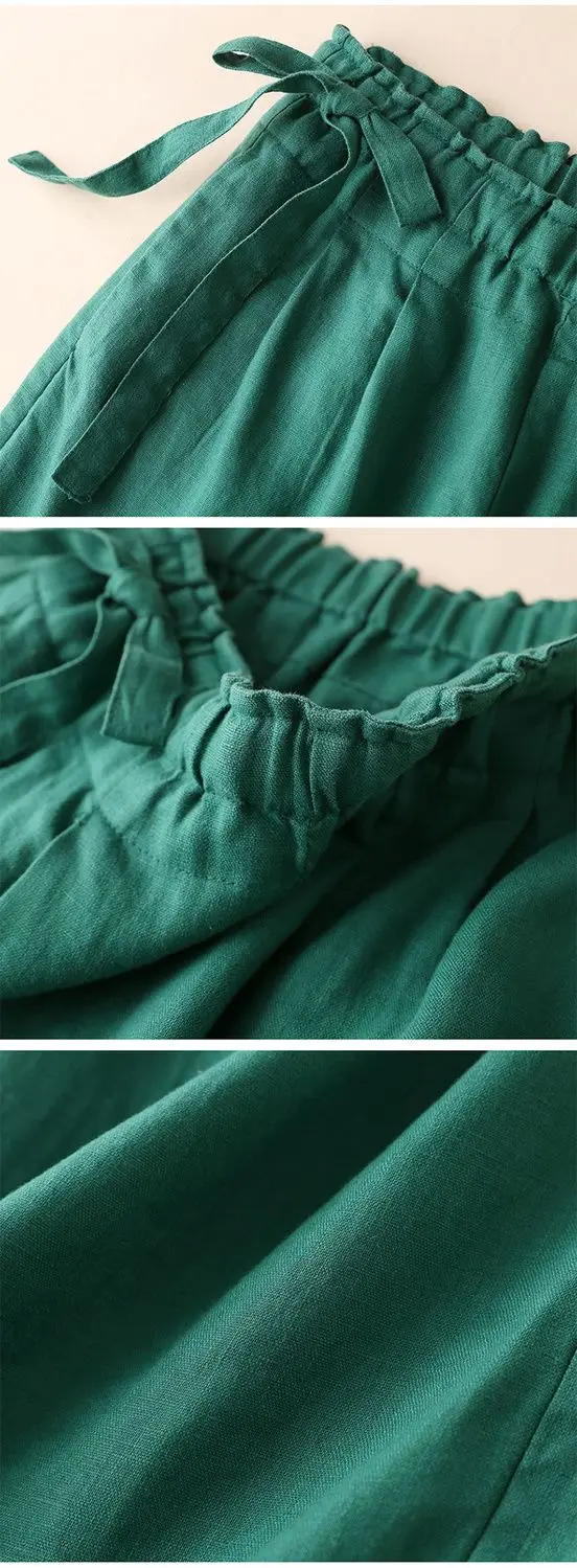 Cotton and Linen Wide-leg Nine-point 2025 Summer Women's Loose and Thin High Waist Thin Straight-leg Casual Pants