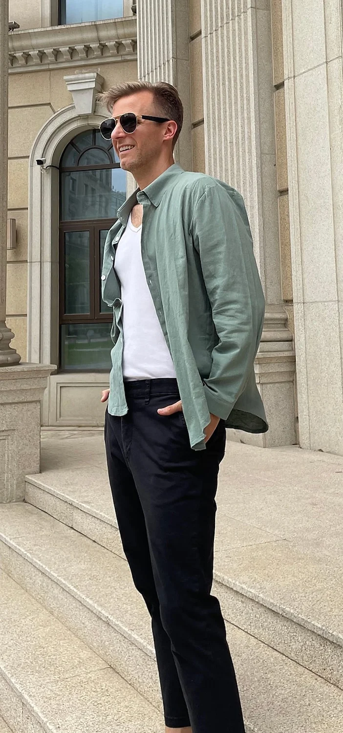 2024 Men's Linen Shirt Beachwear Button Casual Shirt Black White Pink Long Sleeve Solid Color Lapel Spring Summer Men XS-6XL