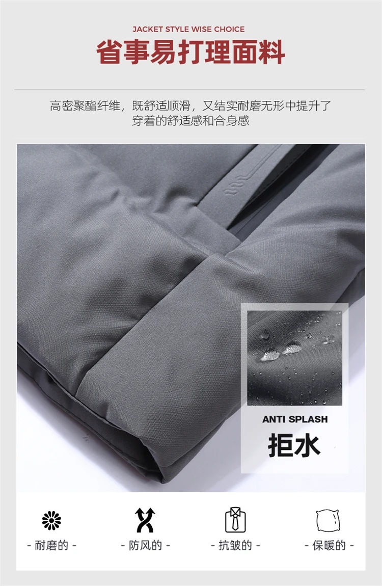 Men's solid color and cotton thick warm stand up collar winter clothing loose waterproof warm retro streetwear classic jacket