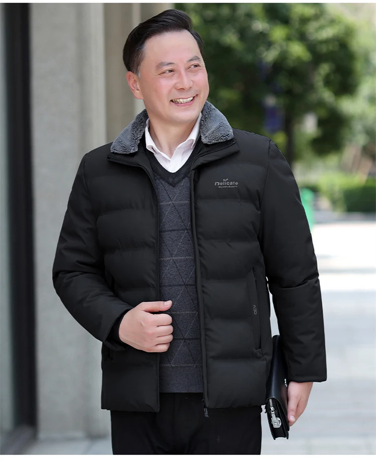 Men's solid color and cotton thick warm stand up collar winter clothing loose waterproof warm retro streetwear classic jacket