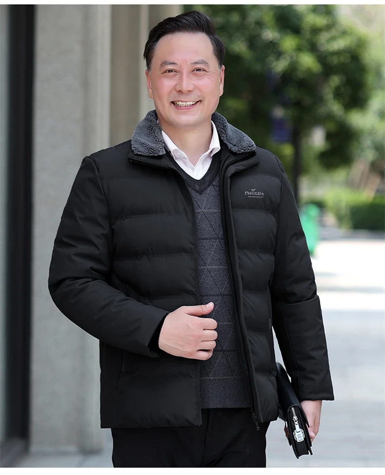 Men's solid color and cotton thick warm stand up collar winter clothing loose waterproof warm retro streetwear classic jacket