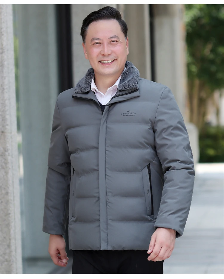 Men's solid color and cotton thick warm stand up collar winter clothing loose waterproof warm retro streetwear classic jacket