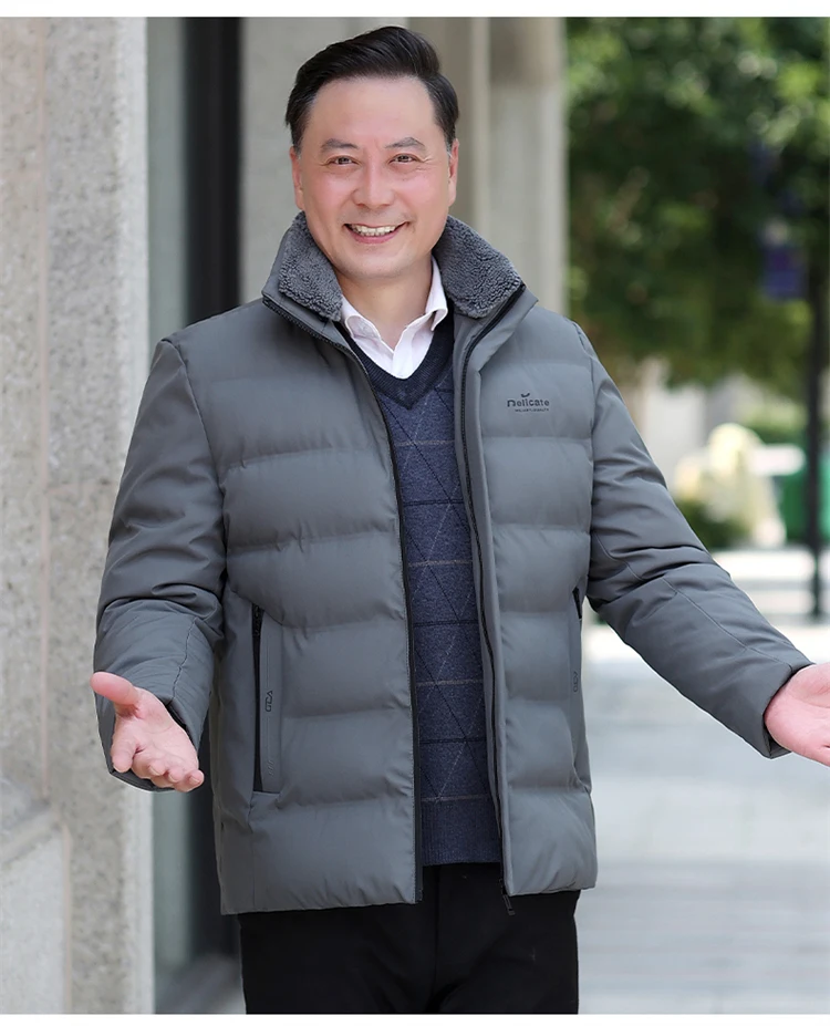 Men's solid color and cotton thick warm stand up collar winter clothing loose waterproof warm retro streetwear classic jacket