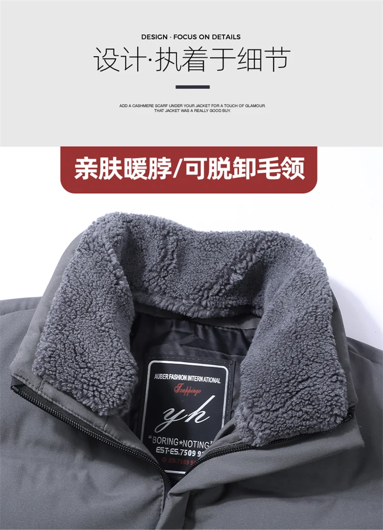 Men's solid color and cotton thick warm stand up collar winter clothing loose waterproof warm retro streetwear classic jacket