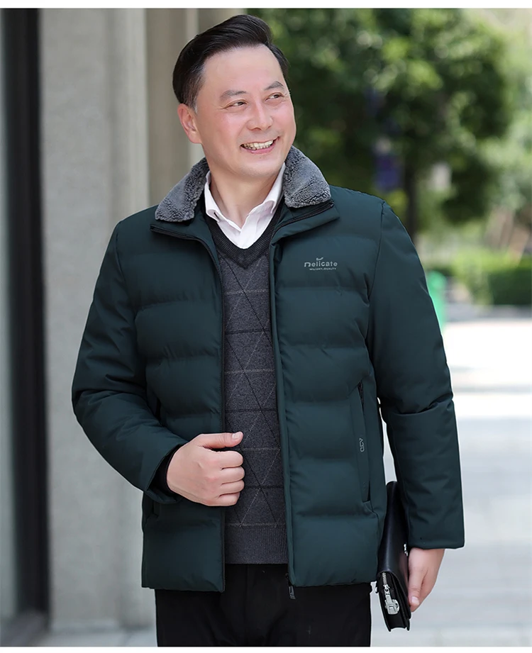 Men's solid color and cotton thick warm stand up collar winter clothing loose waterproof warm retro streetwear classic jacket