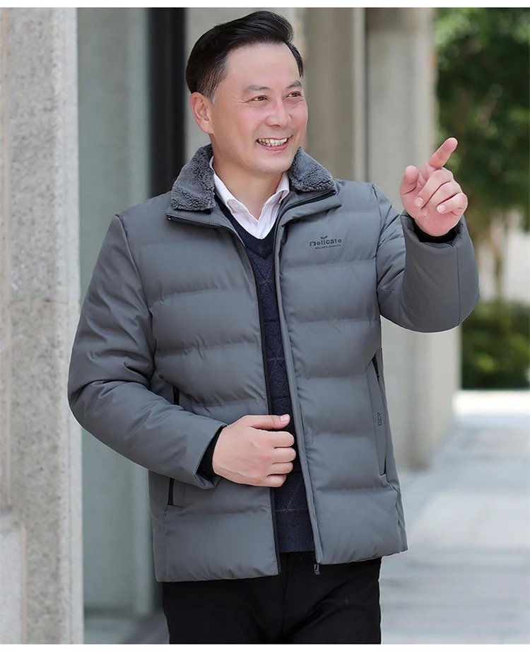 Men's solid color and cotton thick warm stand up collar winter clothing loose waterproof warm retro streetwear classic jacket