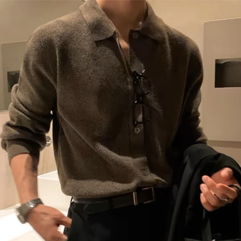 Men Fashion Daily Outerwears Cardigan Fall Winter Korean Casual Long Sleeve Sweater Baggy Thicken Thermal Knitted Sweaters Male