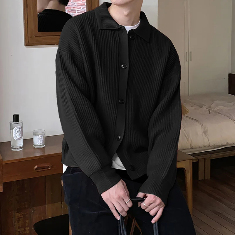 Men Fashion Daily Outerwears Cardigan Fall Winter Korean Casual Long Sleeve Sweater Baggy Thicken Thermal Knitted Sweaters Male