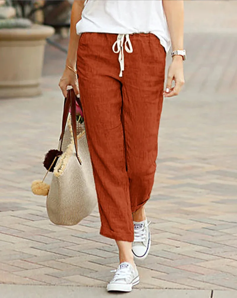Women Cotton Linen Wide Leg Pants Summer Female Elastic Waist Drawstring Solid Loose Trousers JYFS-1616 Women Cotton Linen Wide Leg Pants Summer Female Elastic Waist Drawstring Solid Loose Trousers JYFS-1616