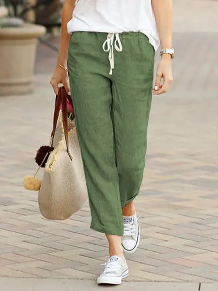 Women Cotton Linen Wide Leg Pants Summer Female Elastic Waist Drawstring Solid Loose Trousers JYFS-1616 Women Cotton Linen Wide Leg Pants Summer Female Elastic Waist Drawstring Solid Loose Trousers JYFS-1616
