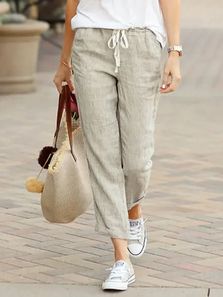 Women Cotton Linen Wide Leg Pants Summer Female Elastic Waist Drawstring Solid Loose Trousers JYFS-1616 Women Cotton Linen Wide Leg Pants Summer Female Elastic Waist Drawstring Solid Loose Trousers JYFS-1616